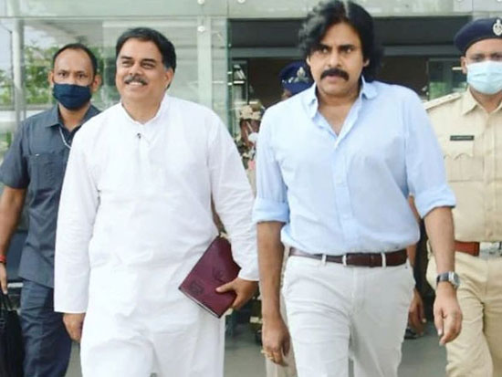 Pawan Kalyan at Gannavaram airport